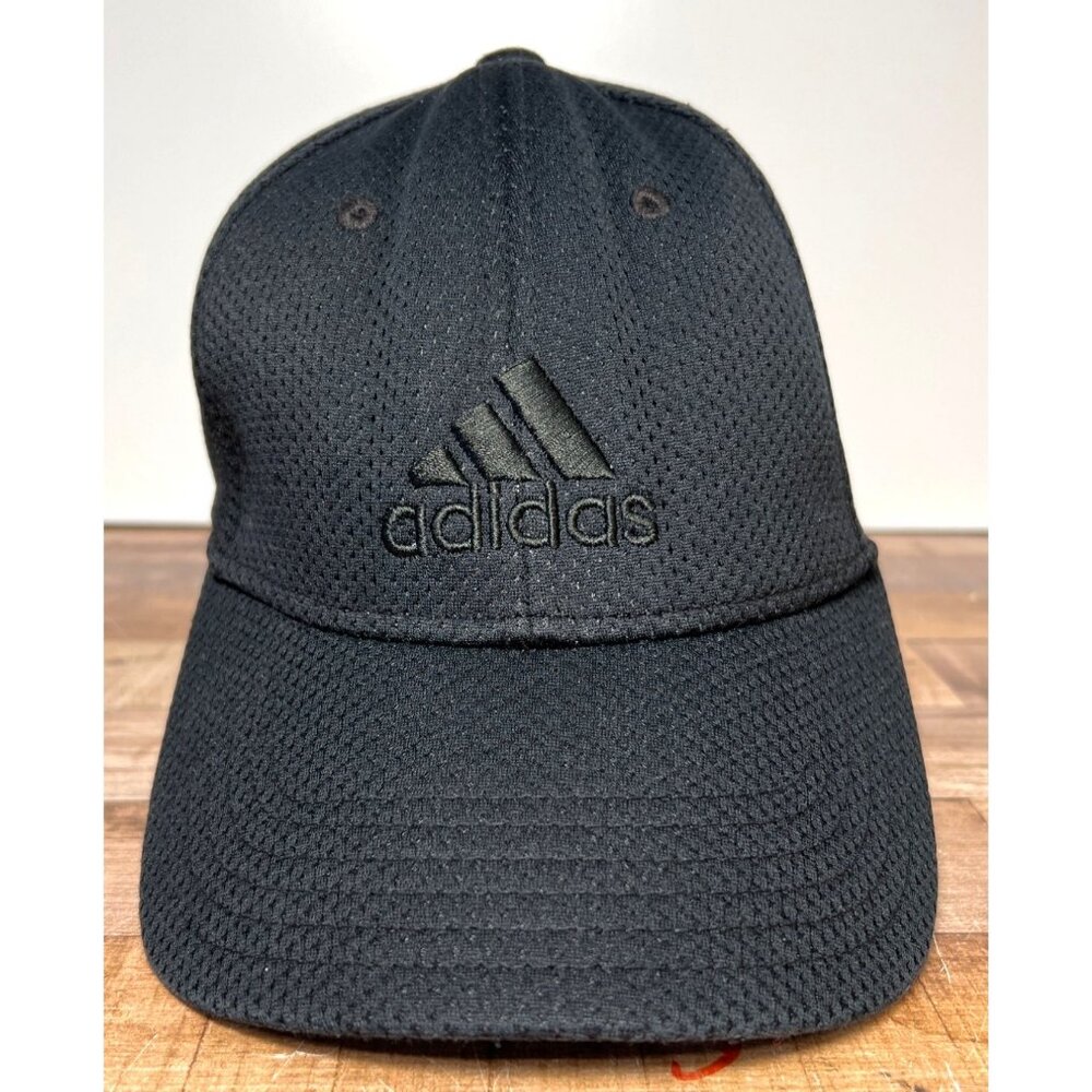 Adidas Aero Flex Fitted Black Mesh Performance Baseball Cap S/M